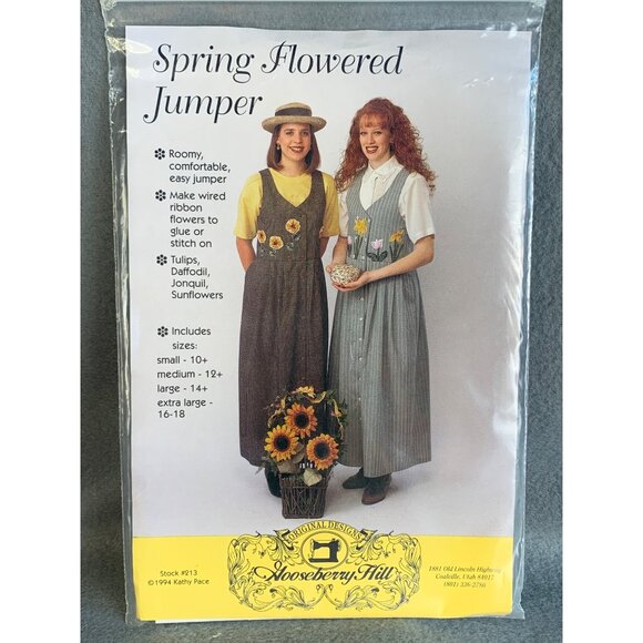 Gooseberry Hill Spring Misses Flowered Jumper Pattern Sizes S M L XL 213 - uncut - Picture 4 of 4